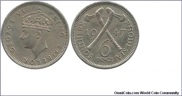 Southern Rhodesia 6 Pence 1947