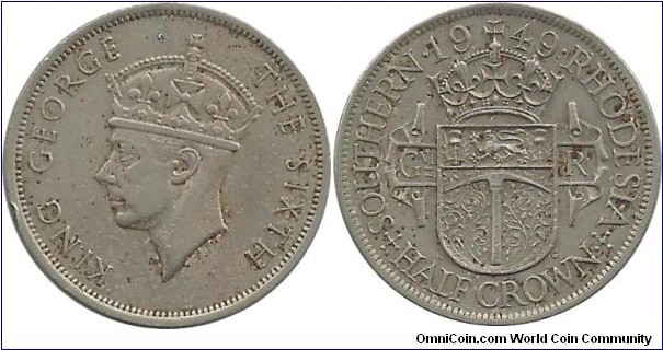 Southern Rhodesia  ½ Crown 1949