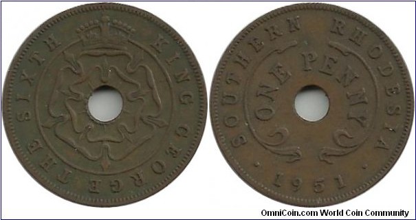 Southern Rhodesia  1 Penny 1951