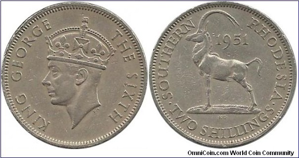 Southern Rhodesia  2 Shillings 1951