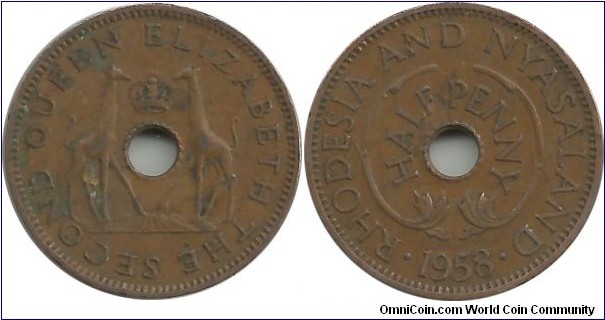 Rhodesia&Nyasaland ½ Penny 1958