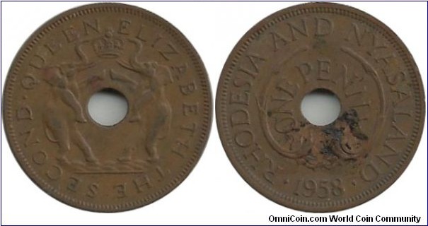 Rhodesia&Nyasaland 1 Penny 1958