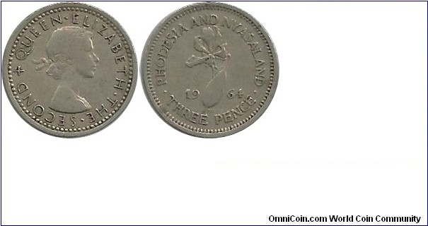 Rhodesia&Nyasaland 3 Pence 1964