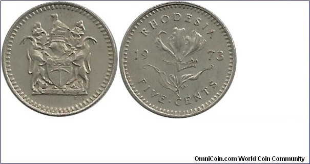 Rhodesia 5 Cents 1973