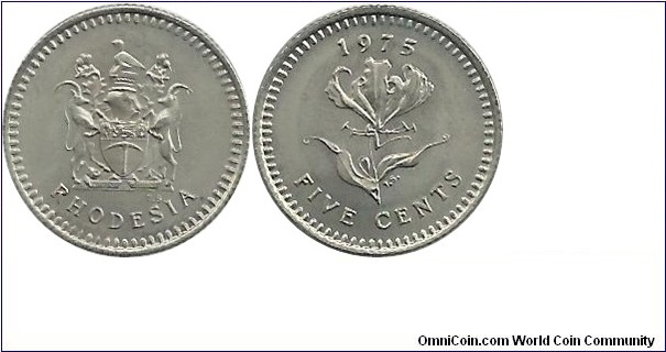 Rhodesia 5 Cents 1975