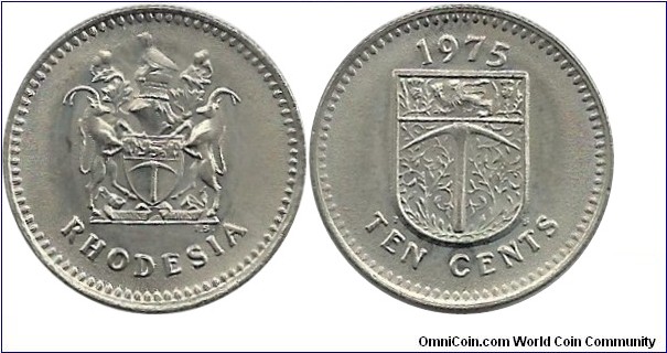 Rhodesia 10 Cents 1975