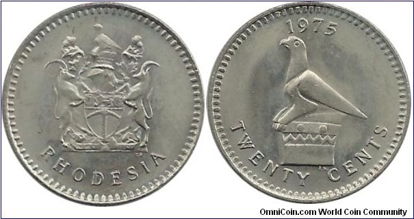 Rhodesia 20 Cents 1975