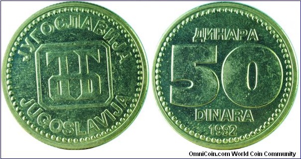 Yugoslavia50Dinara-km153-1992