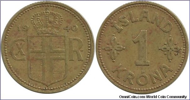 Iceland-Denmark 1 Krona 1940