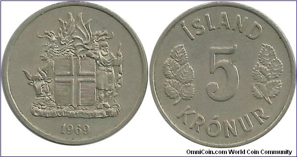 Iceland 5 Kronur 1969