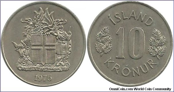 Iceland 10 Kronur 1975
