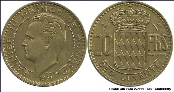 Monaco 20 Francs 1951