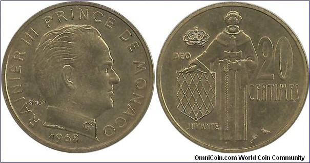 Monaco 20 Centimes 1962