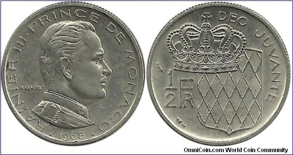 Monaco ½ Franc 1968
