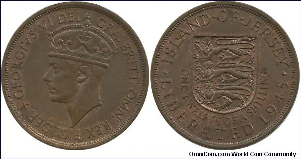 Jersey 1/12 Shilling 1945 - King George VI