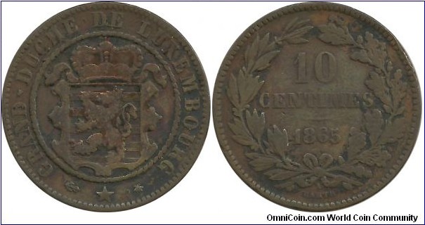 Luxembourg 10 Centimes 1865