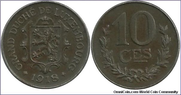 Luxembourg 10 Centimes 1918