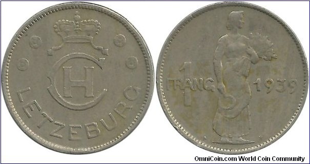 Luxembourg 1 Franc 1939