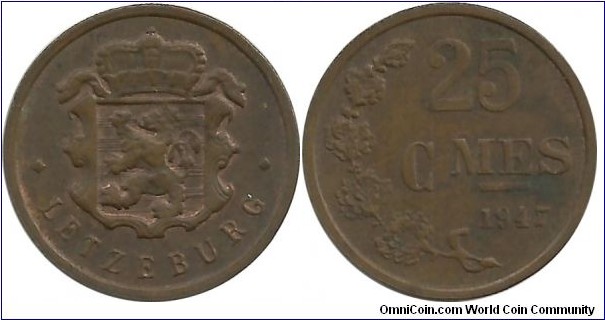 Luxembourg 25 Centimes 1947