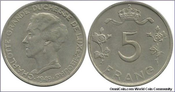Luxembourg 5 Francs 1949