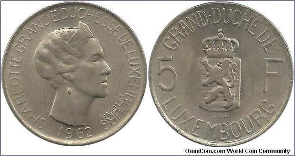 Luxembourg 5 Francs 1962