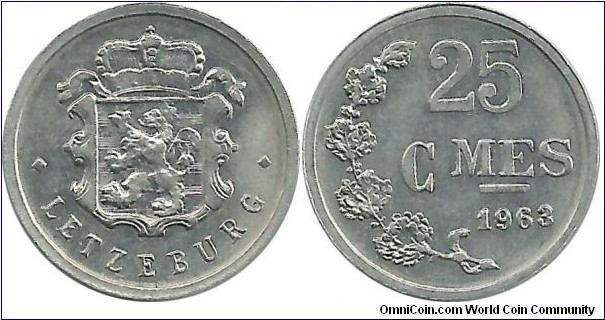 Luxembourg 25 Centimes 1963