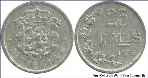 Luxembourg 25 Centimes 1970