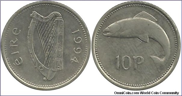 Ireland 10 Pence 1994 - reduced size