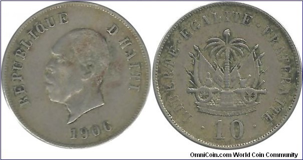 Haiti 10 Centimes 1906 - President Pierre Nord Alexis
