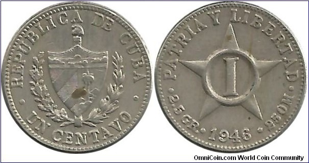 Cuba 1 Centavo 1946