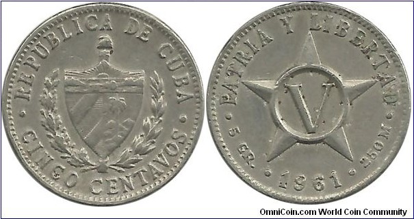 Cuba 5 Centavos 1961