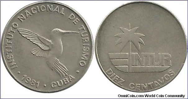 Cuba-INTUR 10 Centavos 1981-2