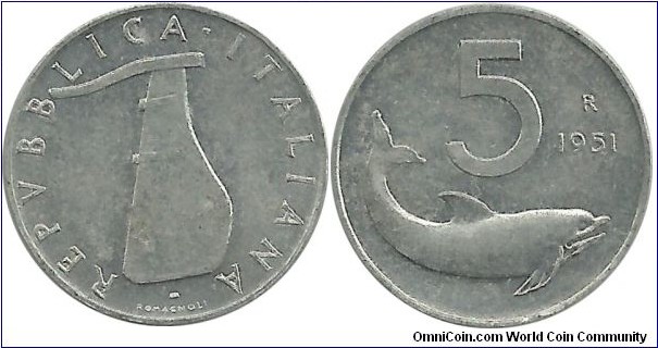 Italy 5 Lire 1951