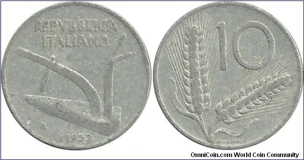 Italy 10 Lire 1953
