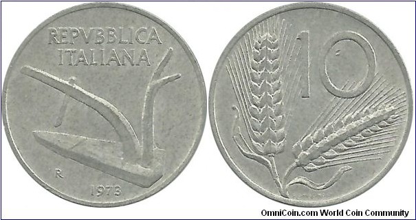 Italy 10 Lire 1973