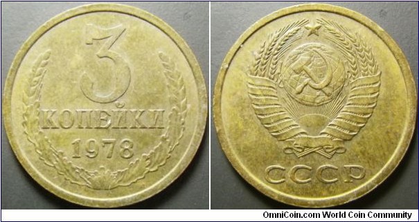 Russia 1978 3 kopek. Weight: 3.02g 