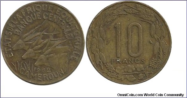 EquatorialAfrican States 10 Francs 1962 Cameroun