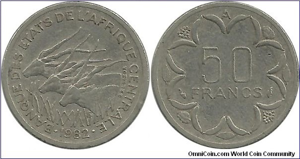 CentralAfrican States 50 Francs 1982A-Republique du Tchad