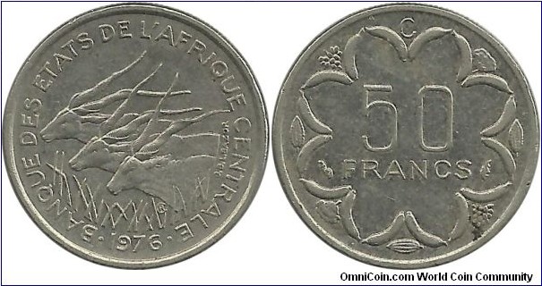 CentralAfrican States 50 Francs 1976C-Republique Populaire du Congo