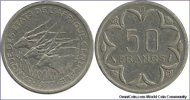 CentralAfrican States 50 Francs 1977D-Republique Gabonaise