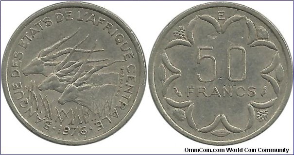 CentralAfrican States 50 Francs 1976E-Republique Federale du Cameroun