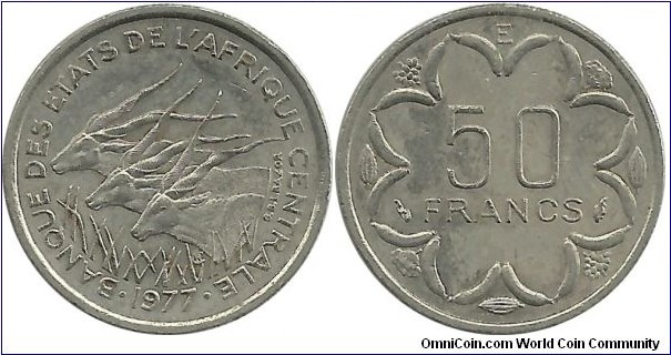 CentralAfrican States 50 Francs 1977E-Republique Federale du Cameroun