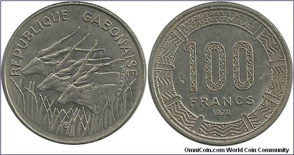 CentralAfrican States 100 Francs 1978-Republique Gabonaise
