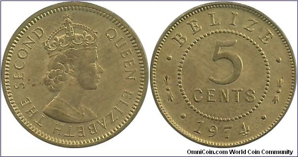 Belize 5 Cents 1974