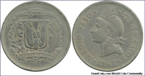 DominicanRepublic ½ Peso 1967