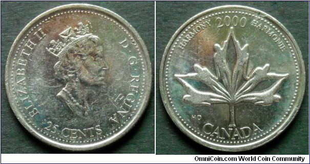 Canada 25 cents.
2000, Harmony