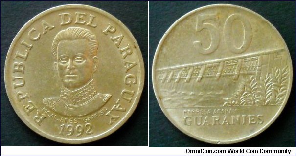 Paraguay 50 guaranies.
1992
