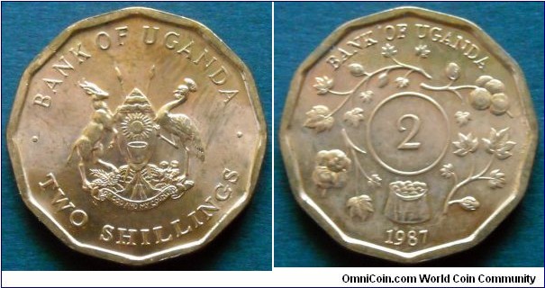Uganda 2 shillings.
1987