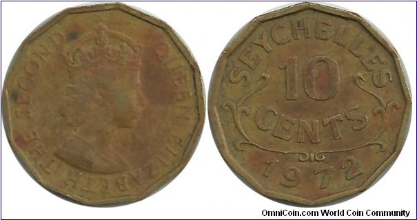 Seychelles 10 Cents 1972