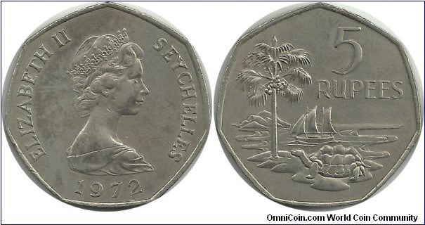 Seychelles 5 Rupees 1972